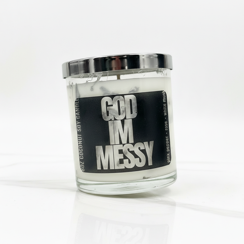 Professional candle photo with original label